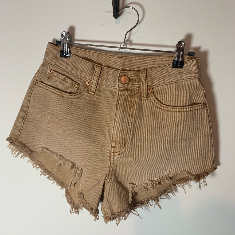Urban Outfitters Tan High-Rise Denim Jean Shorts